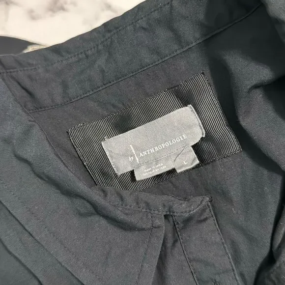 By Anthropologie Cap-Sleeve Shirt Dress L - Picture 6 of 9